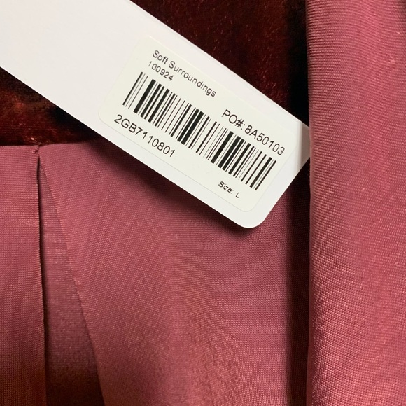 NEW Soft Surroundings Eden Rusty Burgundy Velvet Lace Top Shirt Size L - Picture 6 of 8